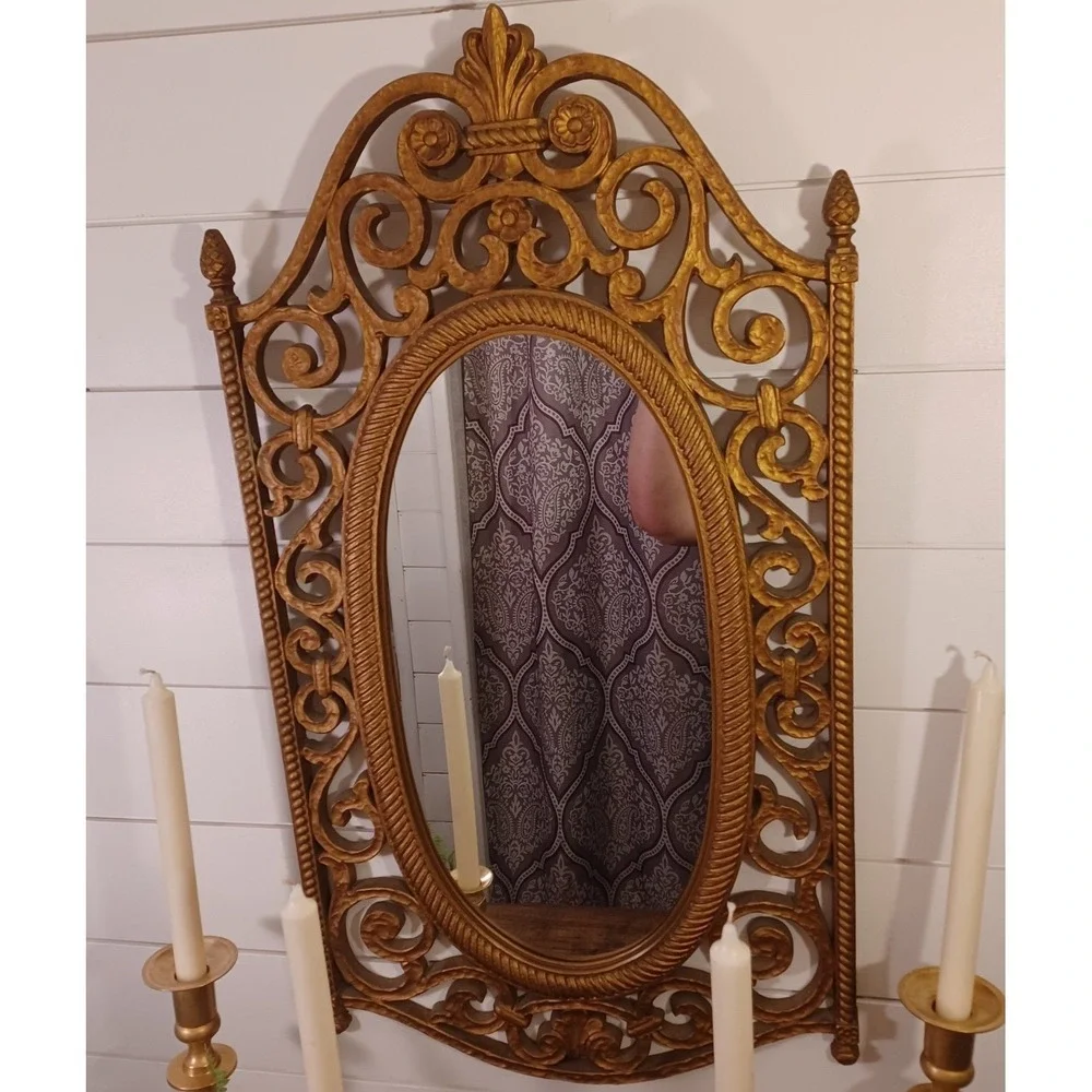 Vintage syroco gold mirror Hollywood Regency Gothic Victorian style